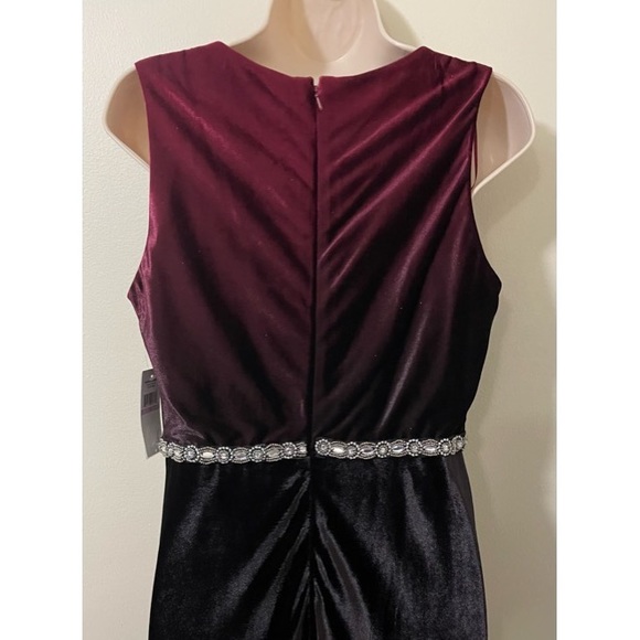 Ignite Velvet Ombre A Line Cowlneck Dress with Beading. Size 6. NWT - Picture 7 of 15